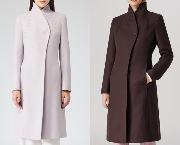 Reiss Emile coat in pink and burgundy 