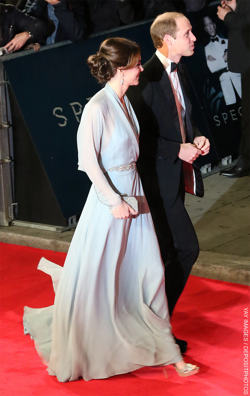 kate middleton jenny packham blue dress Kate Middleton in blue Jenny Packham gown for Spectre premiere