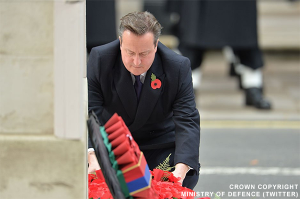 David Cameron laying a Poppy Wreath