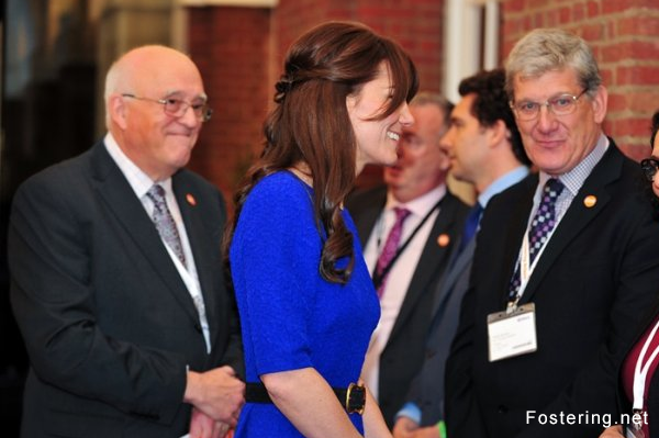 Kate wears cobalt blue dress by Saloni to Fostering Excellence Awards