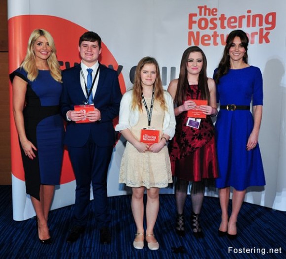 Kate hands the winners the Fostering Achievement Award