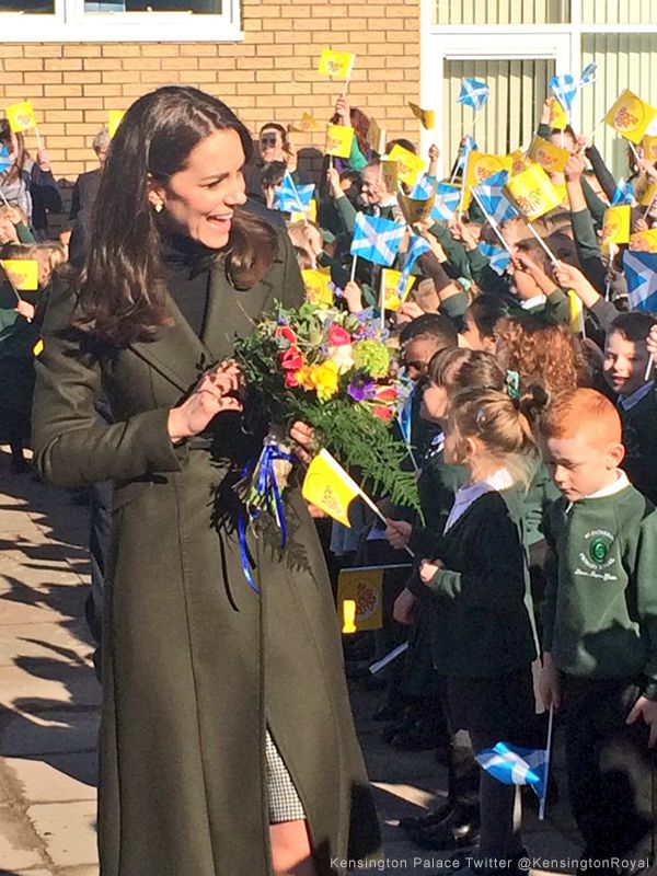 Kate waves farewell at St Catherine's school in Edinburgh