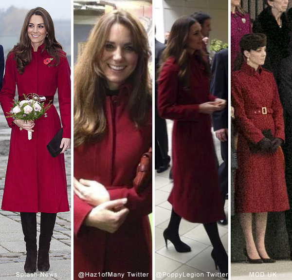 Kate wears the L.K. Bennett Ami coat in red