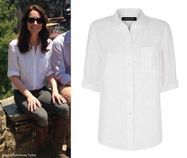 Kate Middleton wearing a Jaeger linen blouse