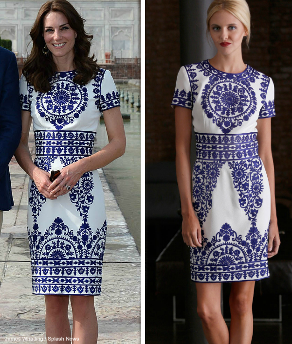 Kate middleton 2025 blue white dress