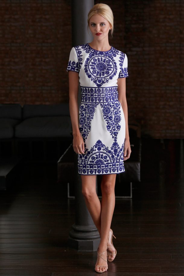 Kate Middleton s Naeem Khan White Blue Embroidered Dress