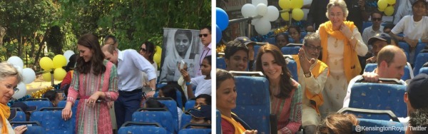 William and Kate on the open top bus