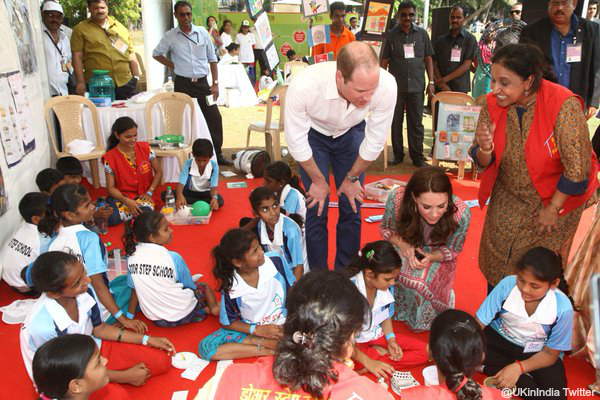 William and Kate meeting with children in Mumbai, India