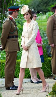 Catherine, Duchess of Cambridge, wearing a Day Birger et Mikkelsen cream coat and aLock & Co. hat, and Prince William, Duke of Cambridge attend the Secretary of State's annual Garden party at Hillsborough Castle on June 14, 2016 in Belfast, Northern Ireland Pictured: Catherine, Duchess of Cambridge. Picture by: Splash News