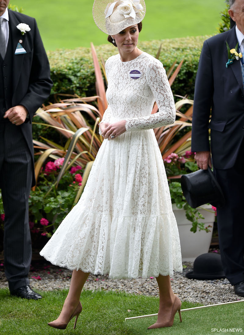 Kate attends Royal Ascot for the first time wearing Dolce & Gabbana white lace dress