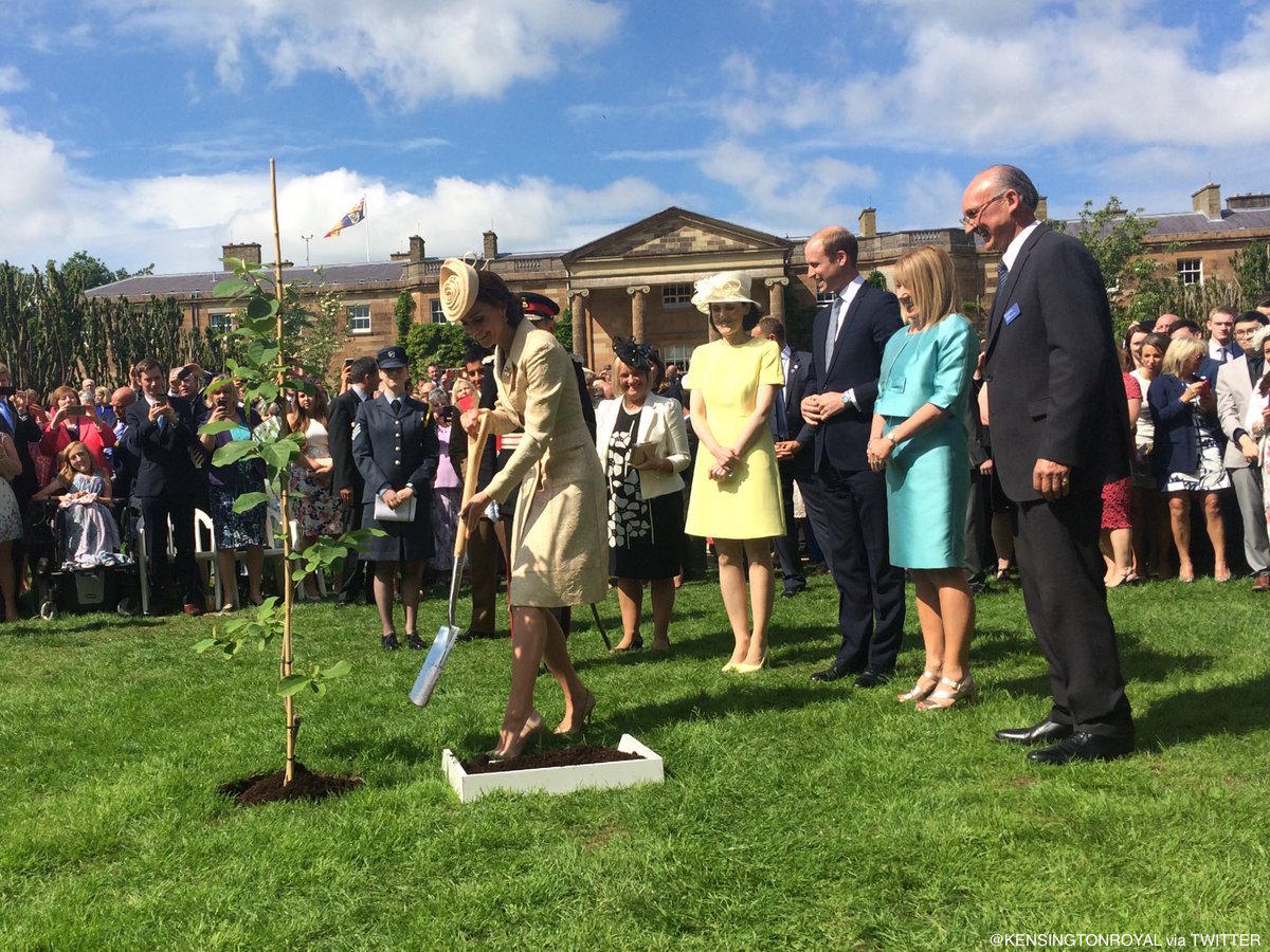 William and Kate plant a tree at a Garden Party in Belfast