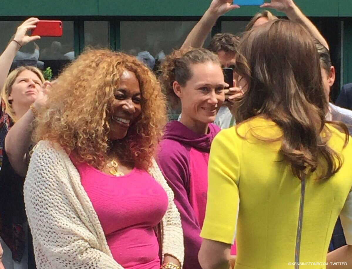 Kate Middleton speaking with Oracene Price at Wimbledon 2016