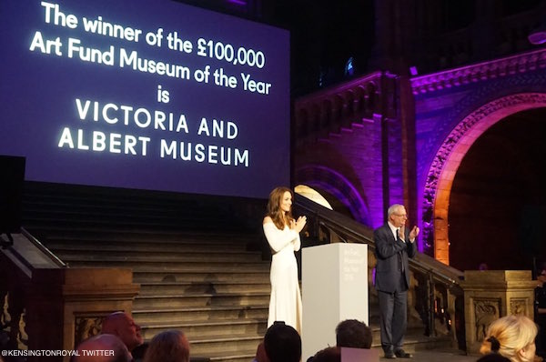 Kate Middleton presenting the Art Fund award at the Natural History Museum tonight