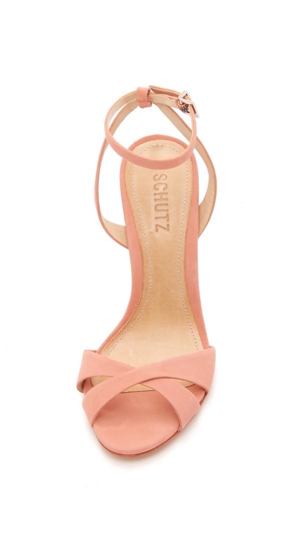 Schutz Dollie Sandals in Clay worn by 