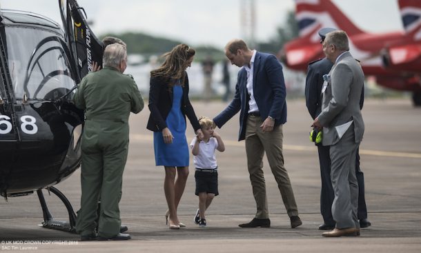 F-35 arrives in the UK for the first time and displays at RIAT 2016. Prince william & Kate middleton arrive on a surprise visit to RIAT with Prince George who sits on board one of the red arrows and rides in the cockpit of a helicopter.