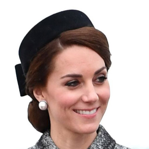 Kate Middleton's black pillbox hat and pearl earrings for the Somme commemorations