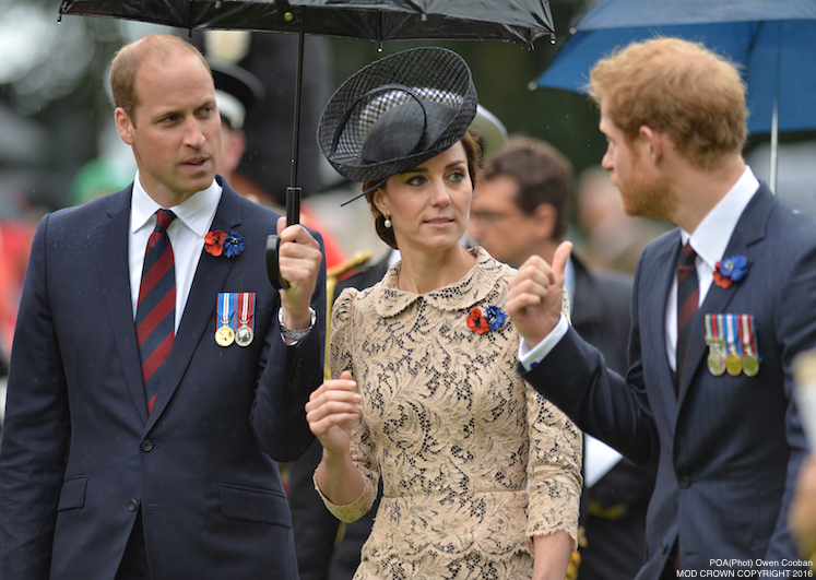 Image shows Prince Harry and the Duke and Duchess of Cambridge after the Thiepval service. Members of the Royal Family have joined the Prime Minister and representatives of allies and former enemies, together with hundreds of Armed Forces personnel and 10,000 guests to mark the centenary of the Battle of the Somme at an international service of commemoration in France. Representatives of all the regiments that took part in the conflict 100 years ago attended the service at the Thiepval Memorial along with a Guard of Honour from the Irish Guards and guns of the King’s Troop Royal Horse Artillery.Servicemen and women took part in the service, reading moving accounts of the battle from those who went over the top on the 1 July 1916.The King’s Troop Royal Horse Artillery fired their guns to mark the end of a period of silence, and wreaths were laid at the Cross of Sacrifice.The guns are 13 Pounder Quick Fire guns, and saw service in the First World War. art in commemorative services in both Thiepval and Manchester.