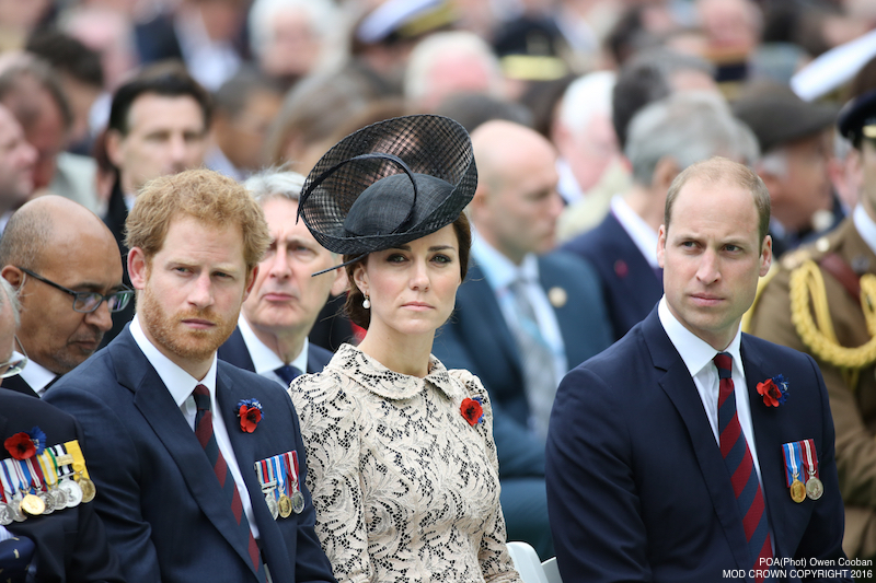Image shows Prince Harry and the Duke and Duchess of Cambridge listening to the service. Members of the Royal Family have joined the Prime Minister and representatives of allies and former enemies, together with hundreds of Armed Forces personnel and 10,000 guests to mark the centenary of the Battle of the Somme at an international service of commemoration in France.Representatives of all the regiments that took part in the conflict 100 years ago attended the service at the Thiepval Memorial along with a Guard of Honour from the Irish Guards and guns of the King’s Troop Royal Horse Artillery.Servicemen and women took part in the service, reading moving accounts of the battle from those who went over the top on the 1 July 1916.The King’s Troop Royal Horse Artillery fired their guns to mark the end of a period of silence, and wreaths were laid at the Cross of Sacrifice.The guns are 13 Pounder Quick Fire guns, and saw service in the First World War. art in commemorative services in both Thiepval and Manchester.