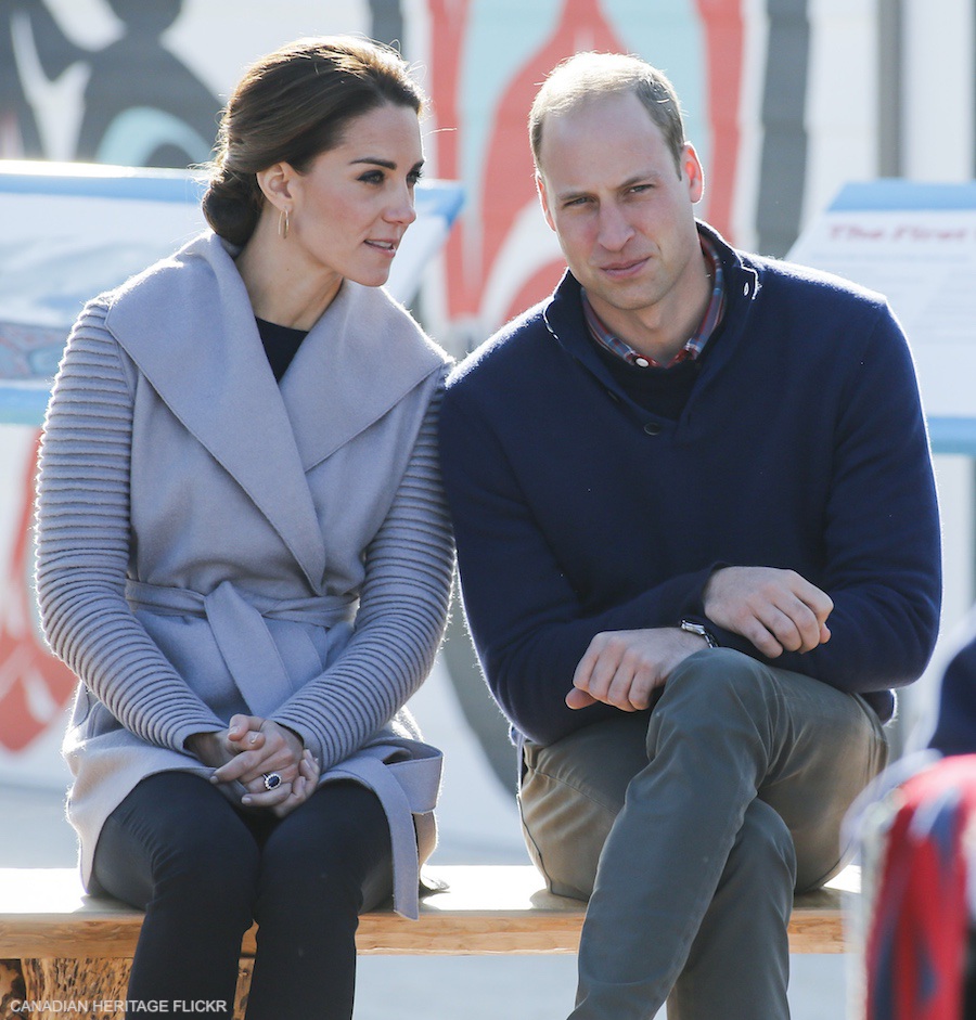 Kate Middleton's Sentaler wrap coat with ribbed sleeves in grey