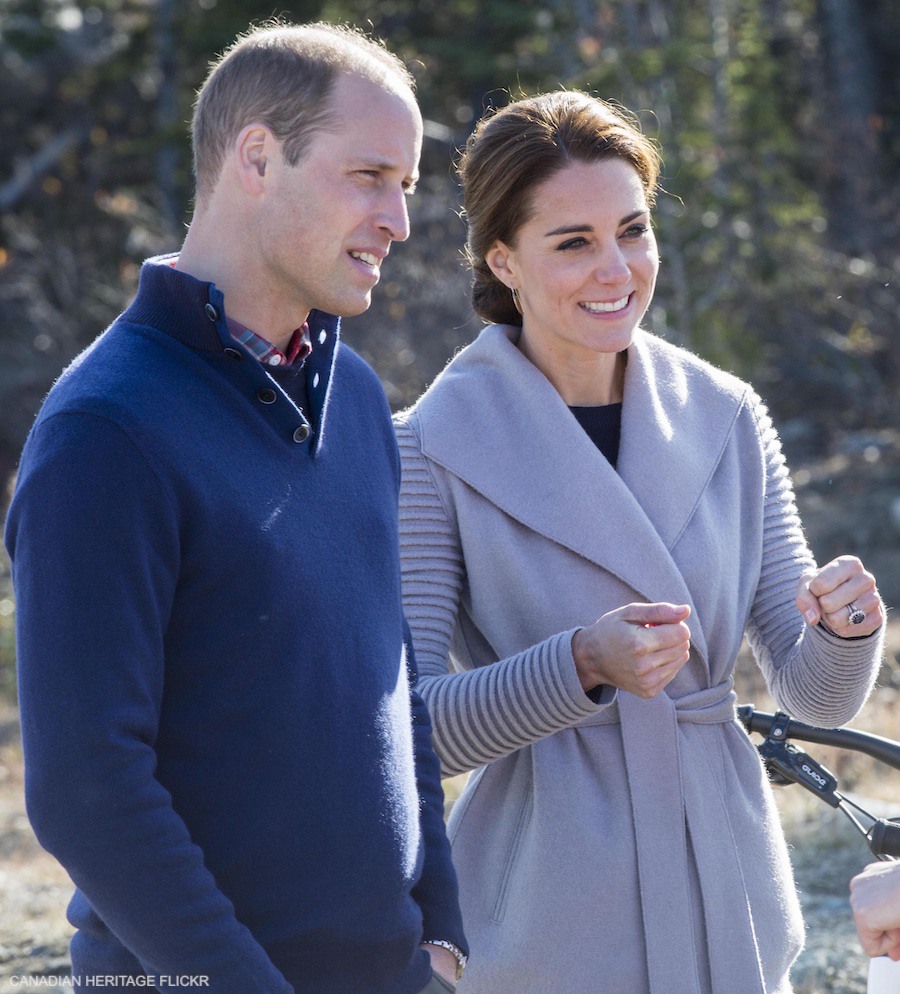 Kate Middleton wearing her grey Sentaler jacket