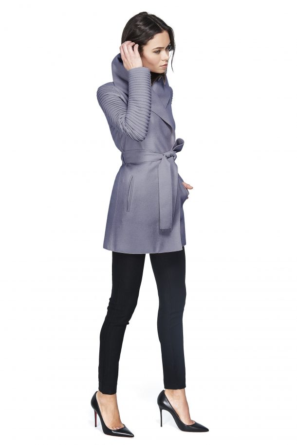 Sentaler wrap coat with ribbed sleeves in gull grey, as worn by Kate Middleton