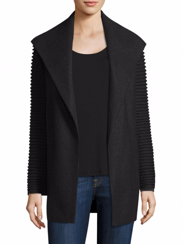 Sentaler wrap coat in black