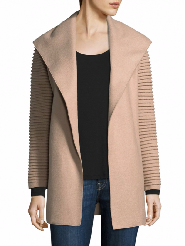 Sentaler wrap coat in sand