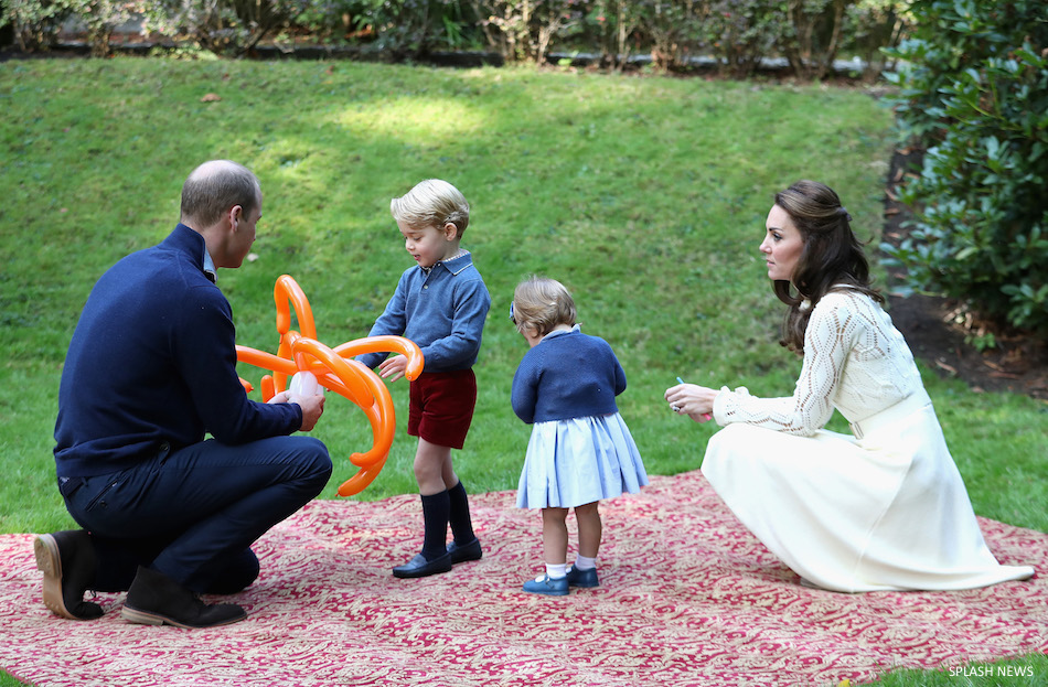 The Duke and Duchess of Cambridge, Prince George and Princess Charlotte attend a children's party for Military families at Government House, Victoria, British Columbia, Canada, on the 29th September 2016.