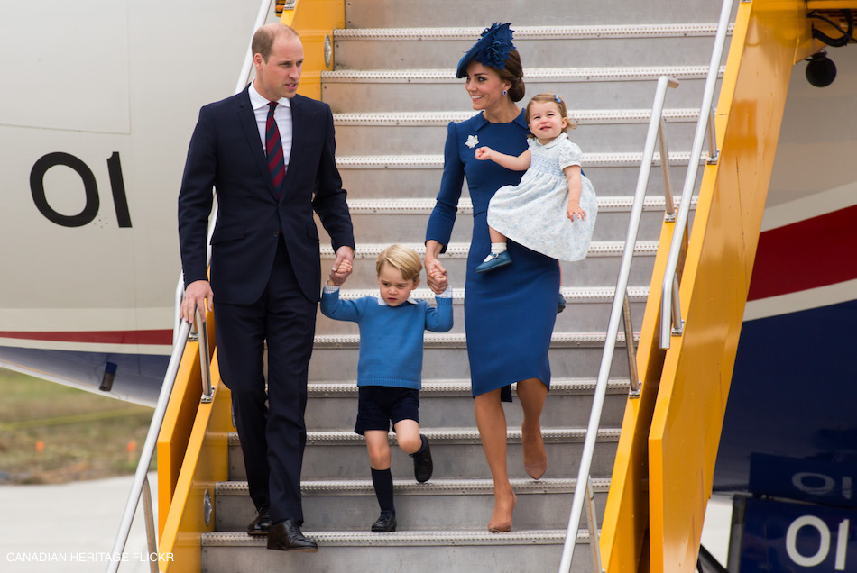 William, Kate, George and Charlotte at Victoria Airport, British Colombia. The family of four will be visiting a number of regions across Canada over the next week.