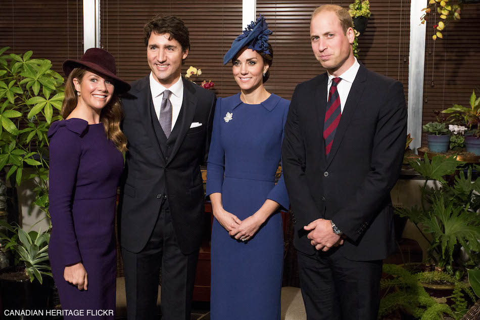 William and Kate Cambridge with Justin & Sophie Trudeau