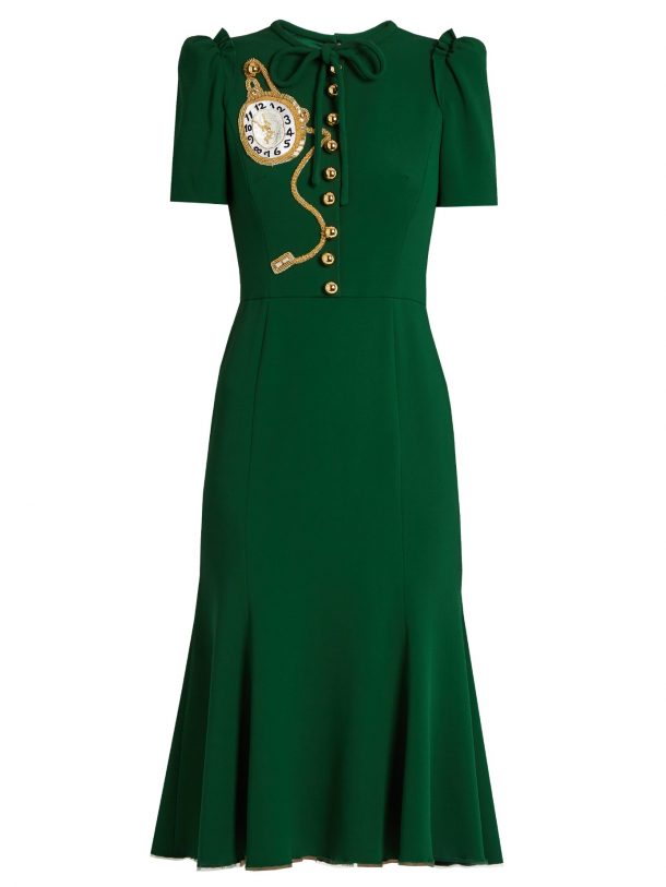 green gown with jacket