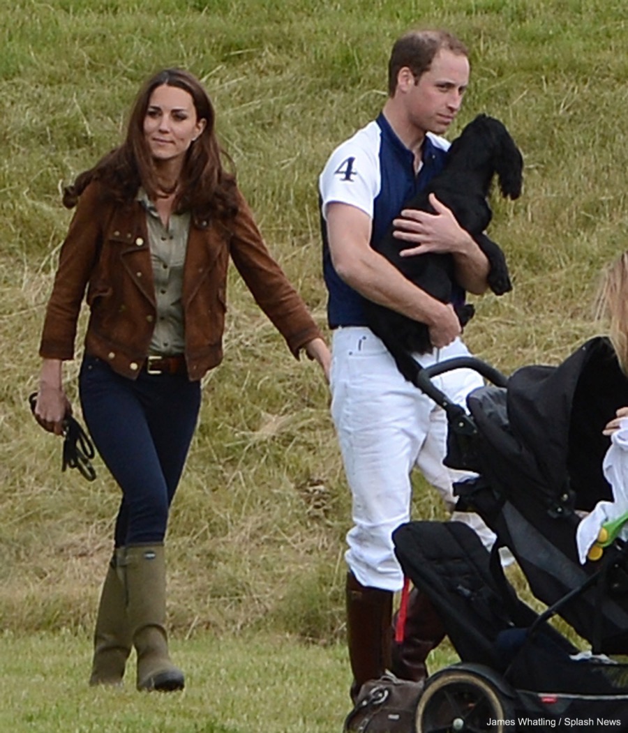 Kate wears the Le Chameau wellies during a polo match, with her pooch Lupo