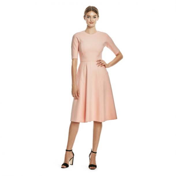 Kate Middleton wearing Lela Rose blush pink dress Kate Middleton