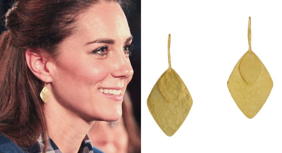 Kate Middleton wearing Pippa Small Large Kite Earrings in gold