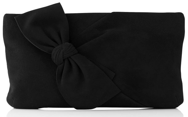 LK Bennett Fay Clutch in Black Suede with Bow