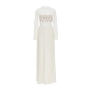 Kate Middleton's Self Portrait Pleated/Crochet Maxi Dress in White