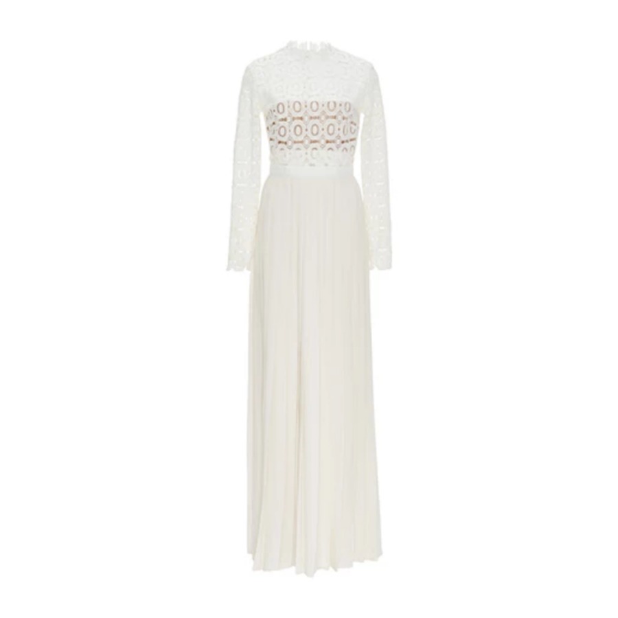 Self Portrait white pleated crochet maxi dress as worn by Kate Middleton