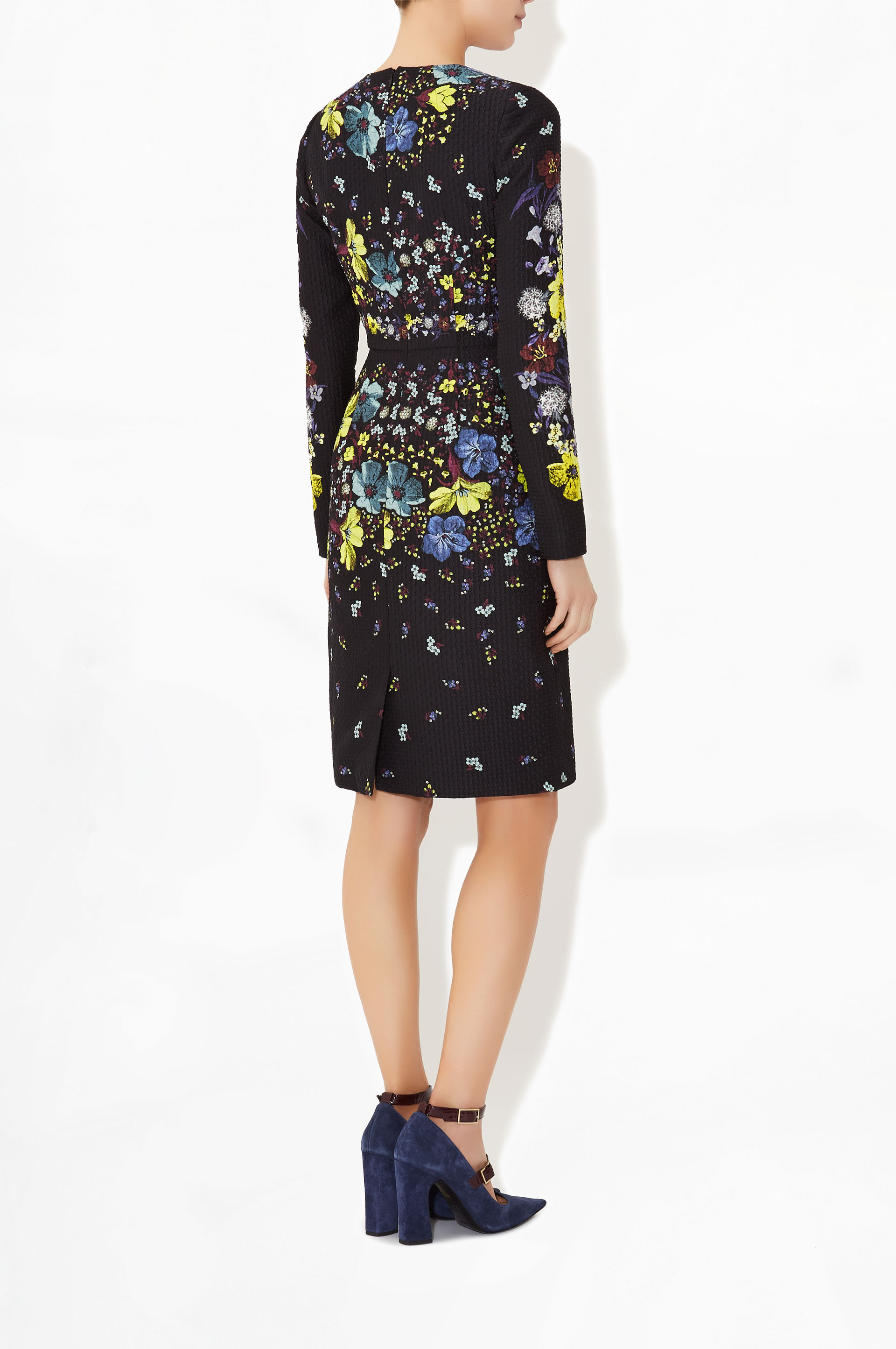 The back view of the Erdem Evita lily print dress
