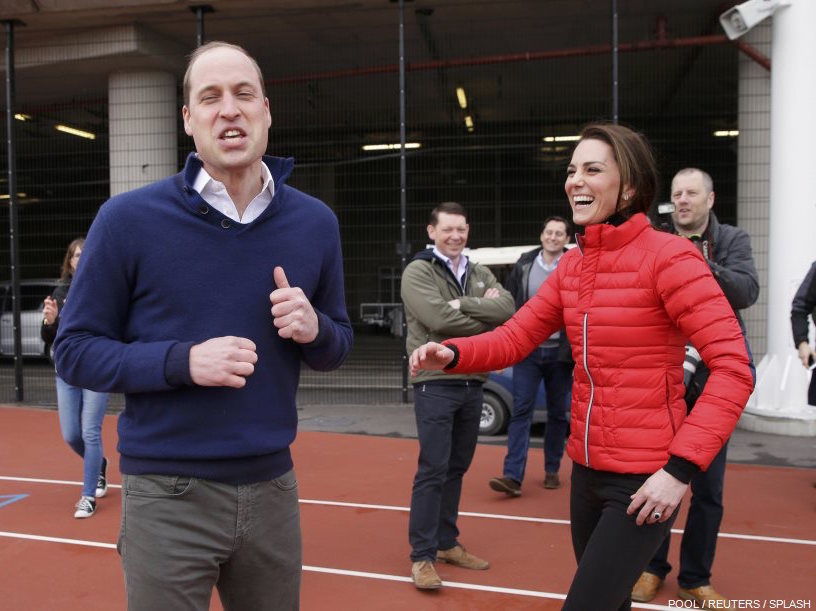 William, Kate and Harry each other at the Heads Together marathon training in London