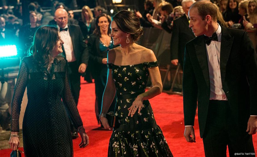 The Duke and Duchess of Cambridge walking on the red carpet at the BAFTA awards
