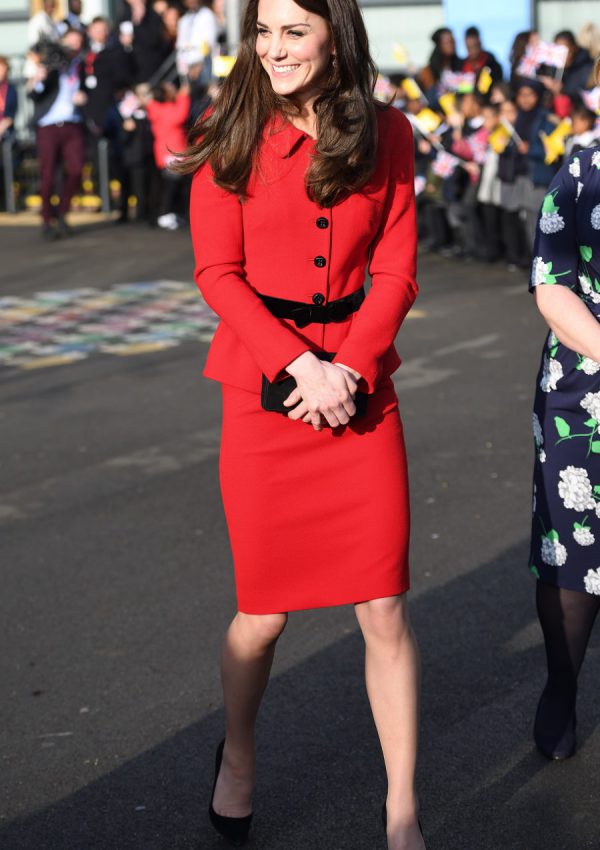 Kate Middleton wears her red Lisa Spagnoli suit