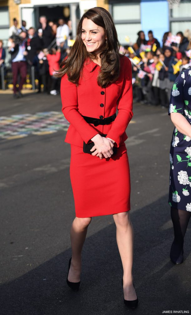 Kate Middleton wears her red Lisa Spagnoli suit