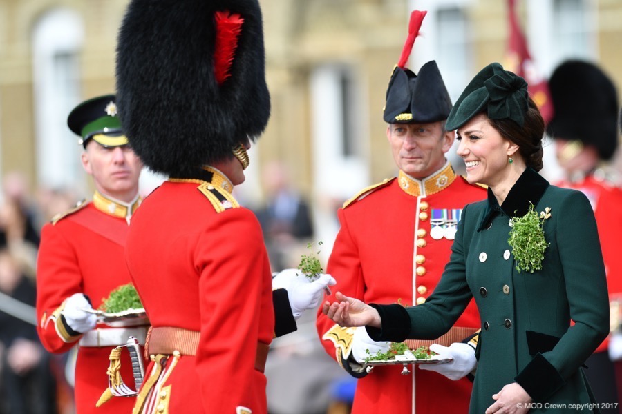 William and Kate hand out shamrocks to the Irish Guard to celebrate St Patrick's Day 2017