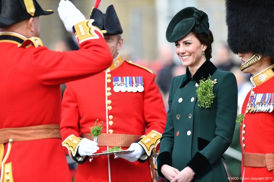 William and Kate hand out shamrocks to the Irish Guard to celebrate St Patrick's Day 2017