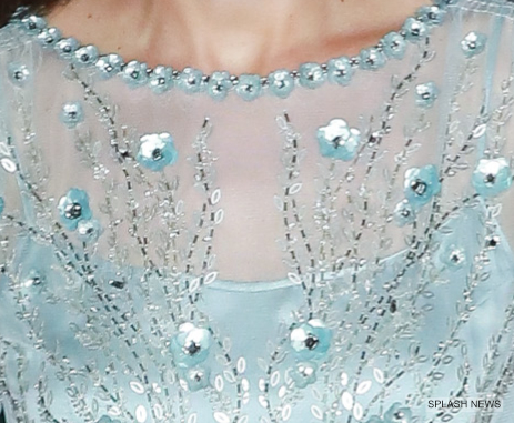 The blue floral embellishments on Kate's blue Jenny Packham dress