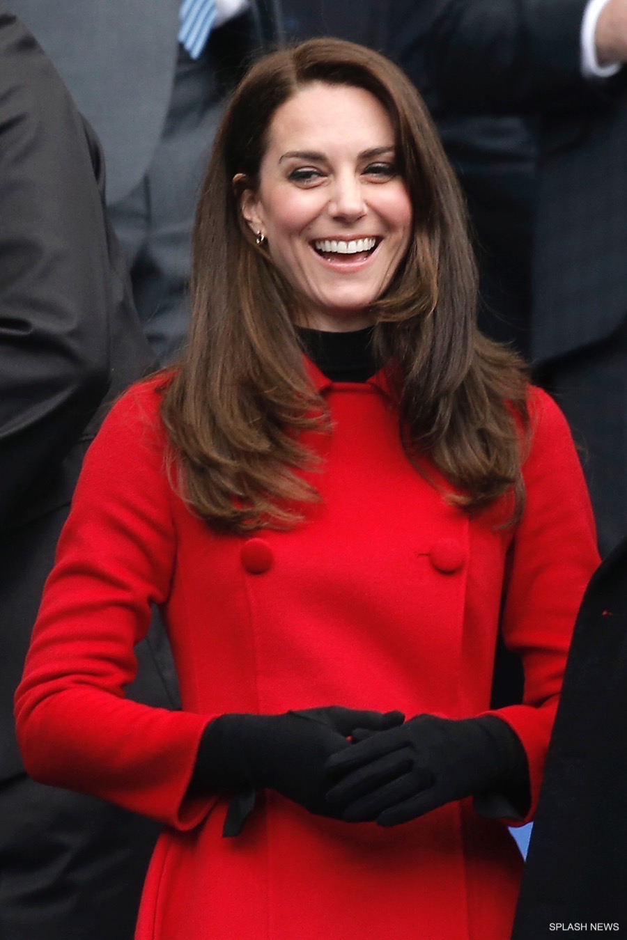 Kate repeats red Carolina Herrera coat for the France vs. Wales Rugby Match in Paris