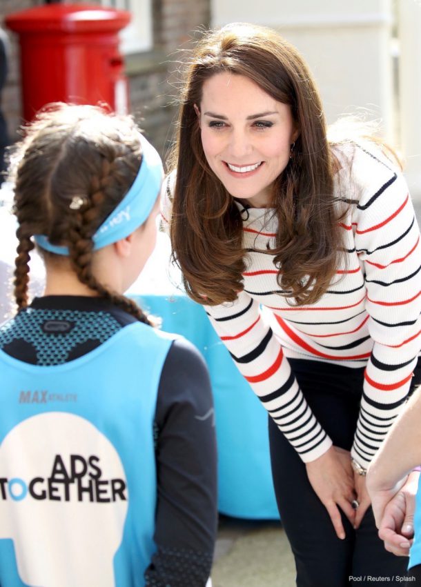 Kate Middleton speaks with Heads Together runners ahead of the London Marathon