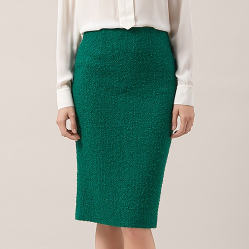 Hobbs London Sinead Skirt in Emerald Green Bouclé