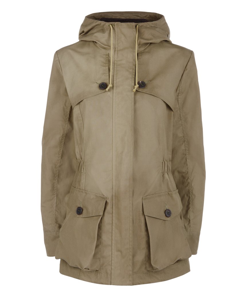 Troy London Wax Parka in Khaki Green