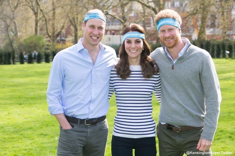 William, Kate and Harry in a promotional image for Heads Together, the London Marathon's 2017 Charity of the Year